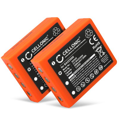 2x Bateria BA223000, BA223030, FUB6 2000mAh - , Batería larga duración para controles remotos HBC Radiomatic Quadrix, Micron 4, 5, 6, 7, Vector Pro, Keynote