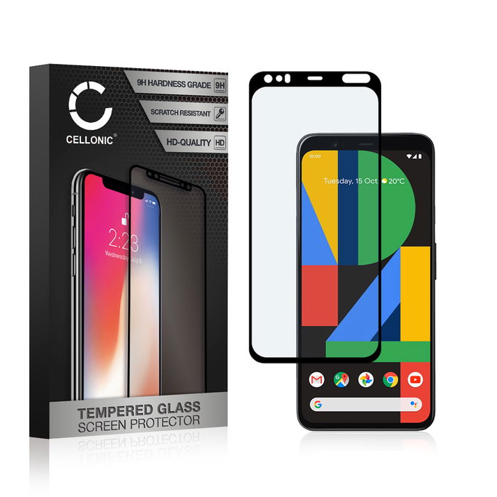 Protector pantalla móvil Google Pixel 4 XL autoadhesivo de CELLONIC - Screen protector, (Calidad HD / 3D Case-friendly / 0,33mm / 9H)