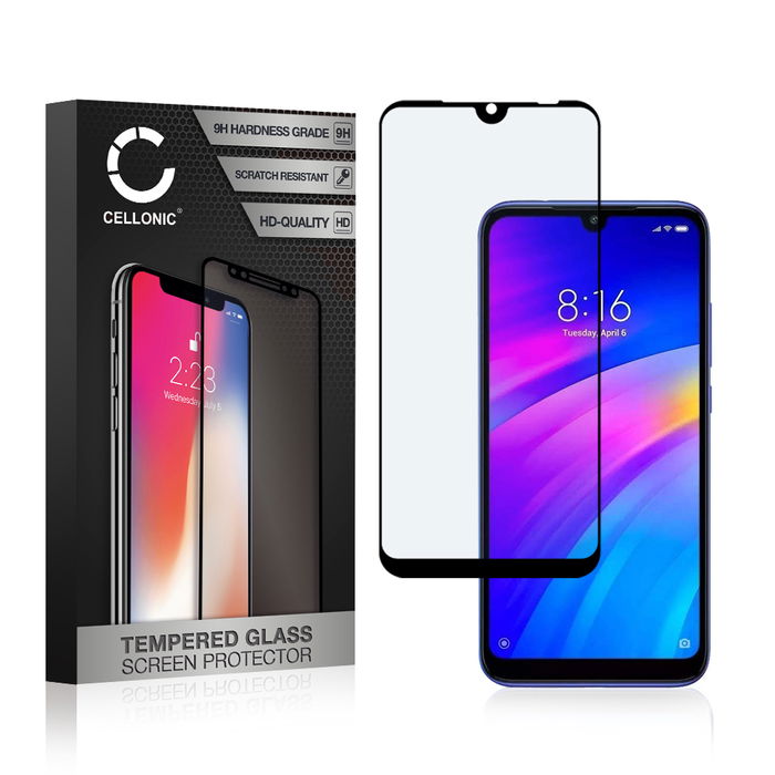 Protector pantalla móvil Xiaomi Redmi 7 autoadhesivo de CELLONIC - Screen protector, (Calidad HD / 3D Case-friendly / 0,33mm / 9H)