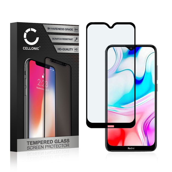 Protector pantalla móvil Xiaomi Redmi 8 autoadhesivo de CELLONIC - Screen protector, (Calidad HD / 3D Full Cover / 0,33mm / 9H)
