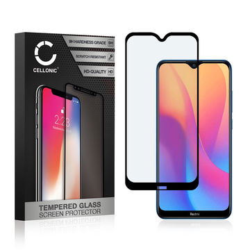Protector pantalla móvil Xiaomi Redmi 8A autoadhesivo de CELLONIC - Screen protector, (Calidad HD / 3D Full Cover / 0,33mm / 9H)