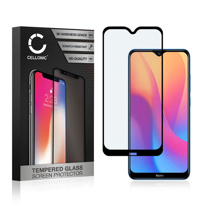Protector pantalla móvil Xiaomi Redmi 8A autoadhesivo de CELLONIC - Screen protector, (Calidad HD / 3D Full Cover / 0,33mm / 9H)