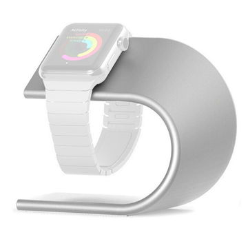 Soporte de carga plateado para relojes inteligentes de aleación de aluminio - Soporte para Apple Watch Series 7 (41mm / 45mm), Watch SE (40mm / 44mm), Apple Watch Series 6 (44mm / 40mm), iWatch 5, Apple Watch 4 (40mm / 44mm)