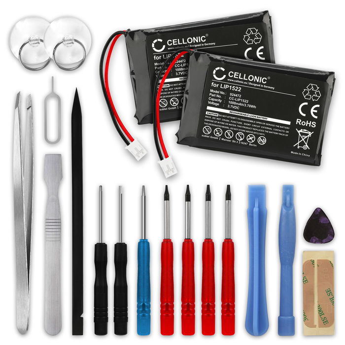 2x Battery for Sony PlayStation 4 Dualshock 4 Wireless Controller (Version 2) 1000mAh + Tool-kit from CELLONIC