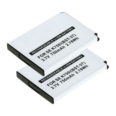 2x Bateria Sony Ericsson BST-37 750mAh - BST-37, Batería larga duración para smartphones Sony Ericsson W810i / W800i / W550i / W350i / K750i / K610i / J110i / V630i / Z520i