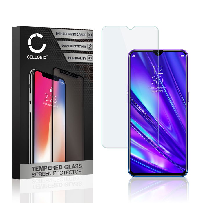 Protector pantalla móvil Realme 5 Pro autoadhesivo de CELLONIC - Screen protector, (Calidad HD / 2.5D / 0,33mm / 9H)