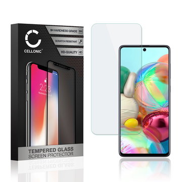 Protector pantalla móvil Samsung Galaxy A71 (SM-A715) autoadhesivo de CELLONIC - Screen protector, (Calidad HD / 2.5D / 0,33mm / 9H)