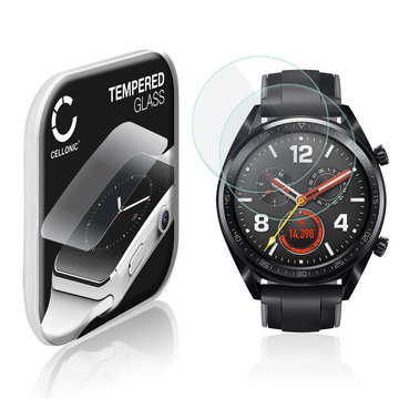 2x Protector de pantalla para smartwatch Huawei Watch GT de CELLONIC - Tempered Glass (Calidad HD / 2.5D / 0,33mm / 9H), Screen protector, Cristal templado