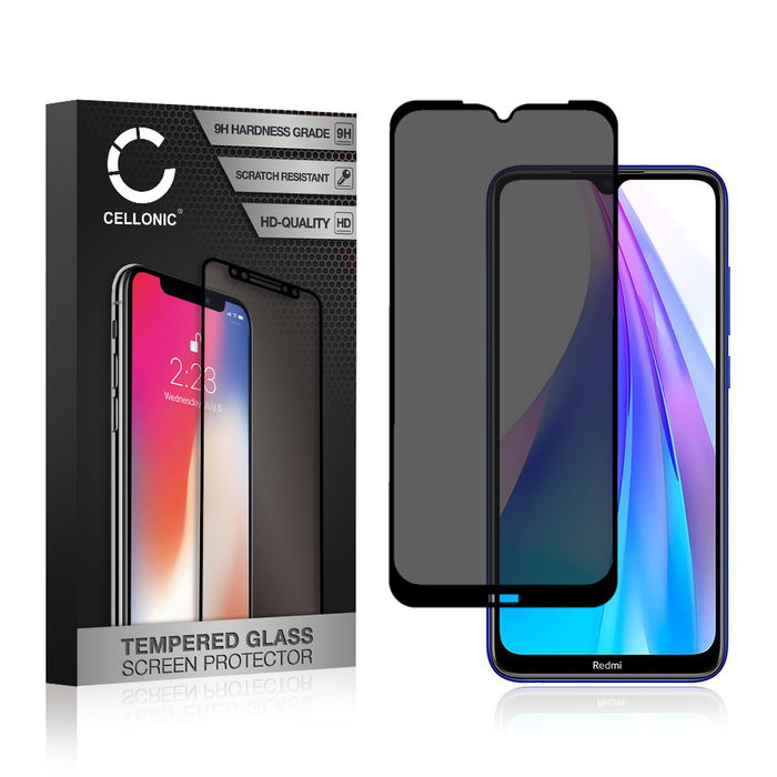 Protector pantalla móvil Xiaomi Redmi Note 8T autoadhesivo de CELLONIC - Screen protector, (Calidad HD / Privacy Filter / 0,33mm / 9H)