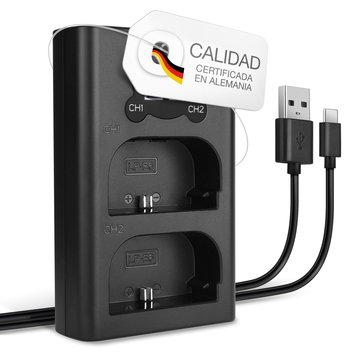 Cargador doble USB (LP-E6 LP-E6N) para Canon EOS 80D 90D 70D 7D 6D Mark II 60D R6 5Ds R 5D Mark IV III XC10 + 1m + Cable USB de CELLONIC