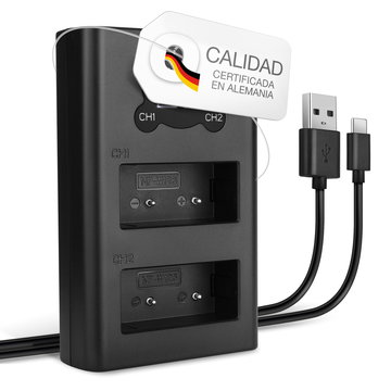 Cargador doble USB (NP-W126S NP-W126) para FujiFilm X-T3 X-T30 X-T20 X-T2 X-T100 X-T10 X-T1 Fuji X100f X-Pro3 X-Pro2 X-E3 + 1m Cable USB de CELLONIC