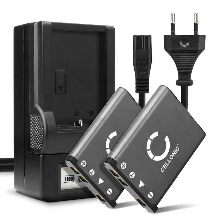 2x Bateria para cámaras Rollei Powerflex 240 600 400 440 450 455 Sportsline 99 RCP-7325XS X-8 XS-10 Flexline 250 Compactline 750 800 - DS5370 NP-45 DO32 05 8023 700mAh + Cargador rápido Baterías recargables