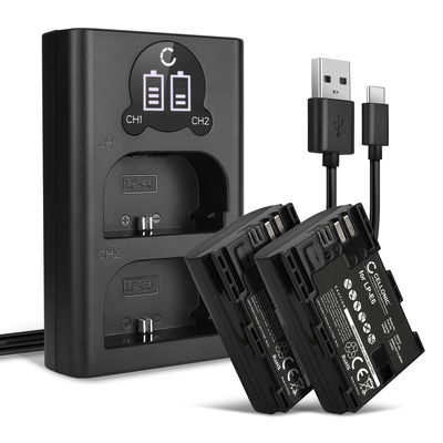 2x Batería Canon LP-E6 / LP-E6N / LP-E6NH 2000mAh para cámaras Canon 5D Mark IV, Canon 80D, Canon 7D + Cargador Doble CBC-E6 LC-E6 Baterías de repuesto