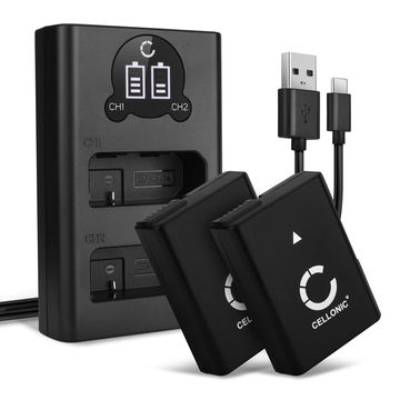 2x Bateria para Nikon D3100, Nikon D3300, Nikon D5600, Nikon D5200, Nikon D5300, Nikon D3200, Nikon Df, Nikon D3500, Coolpix P7000 - 2x Batería para Nikon EN-EL14 EN-EL14a 1050mAh + Cargador doble USB MH-24