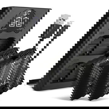 2x Batería EN-EL15 + Cargador Doble para Nikon D850 D750 1 V1 D7500 D7200 D800 D810 de CELLONIC