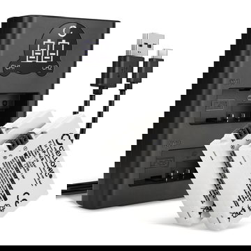 Cargador doble LC-E8 LC-E8E + Pack 2x Bateria Canon LP-E8 1020mAh - 2 baterías ion litio para camaras DSLR Canon EOS 650D, 700D, 550D, 600D, EOS Kiss X4, X5, X6i, EOS Rebel T2i, T3i, T4i, T5i