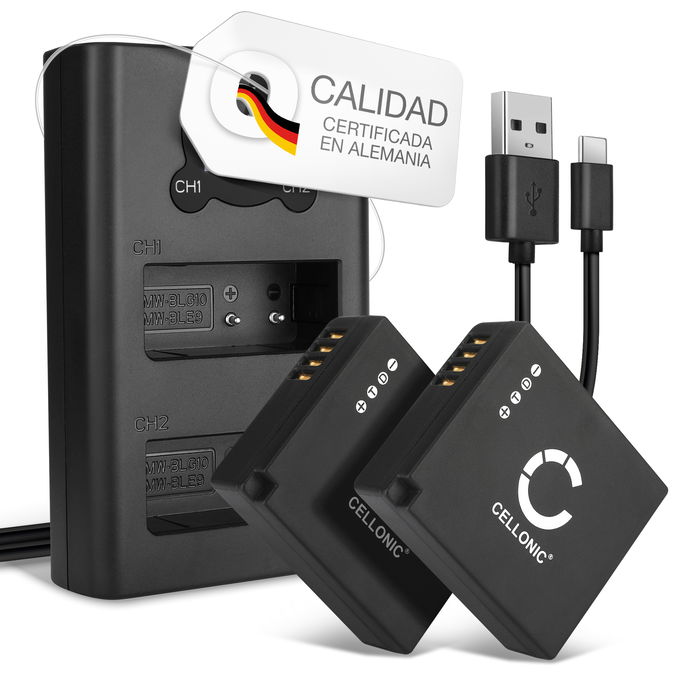 2x Leica D-LUX (Typ 109) Batería 730mAh 7.2V - 7.4V + Cargador Doble de CELLONIC