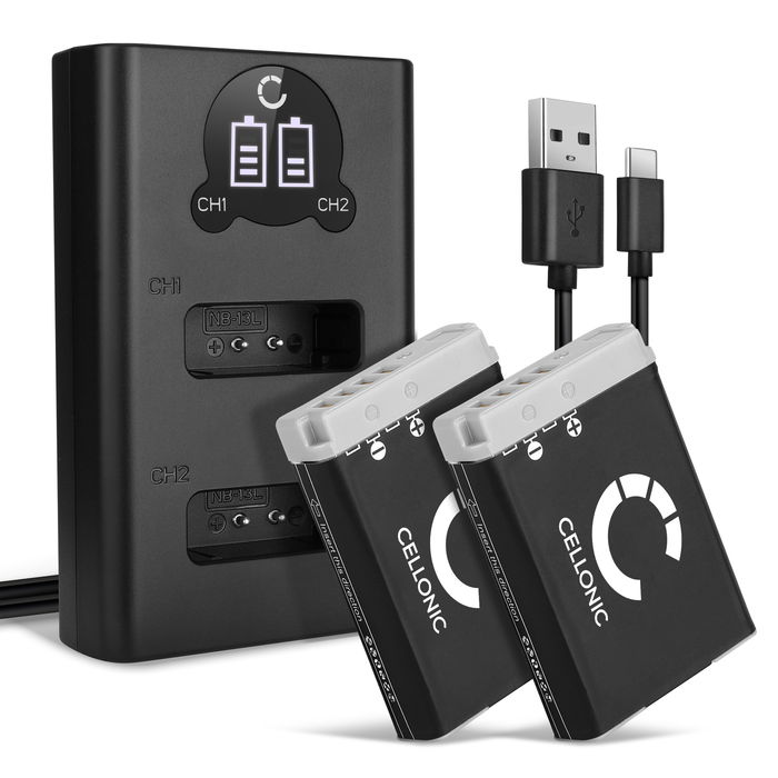 2x Canon PowerShot G7 X Mark III Batería 1010mAh + Cargador Doble de Cellonic