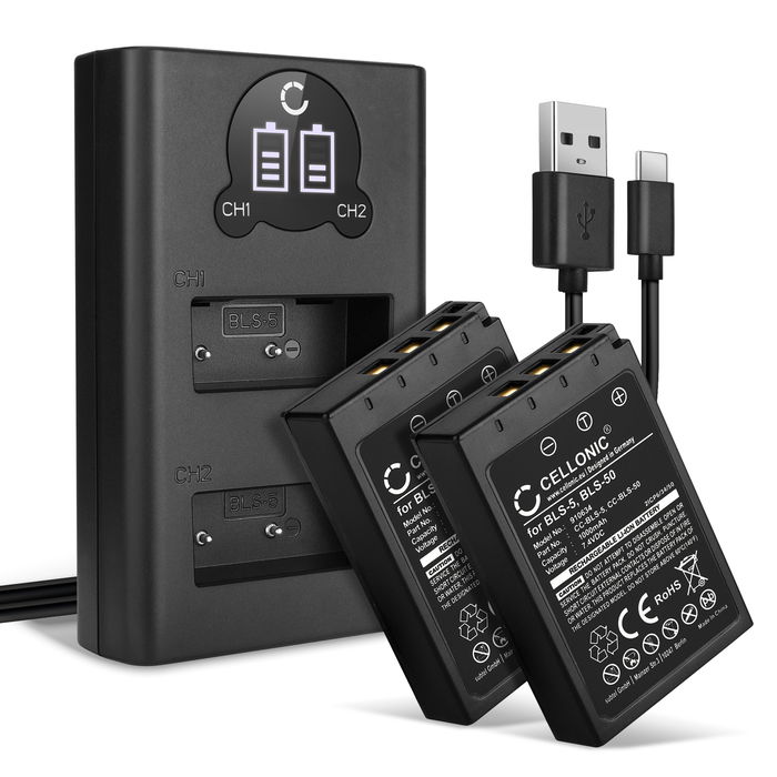 2x Batería para Olympus OM-D E-M10 Mark IV Bateria repuesto 1000mAh Accu + Cargador Doble