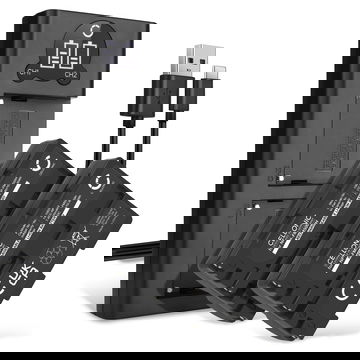 2x Batería para cámaras - NP-FM500H 1400mAh + Cargador Doble BC-VM10A Batería de repuesto