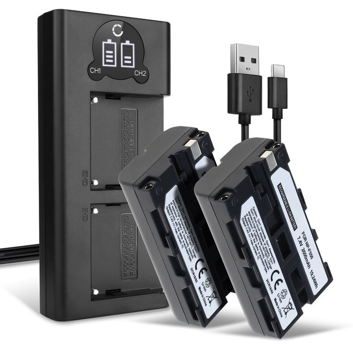 2x Sony CCD-TRV66 Batería 2600mAh 7.2V - 7.4V + Cargador Doble de CELLONIC