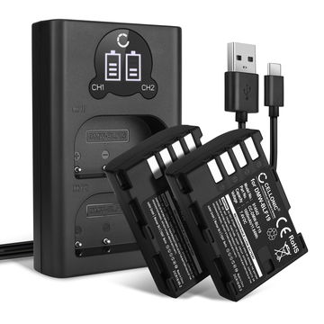 2x CELLONIC® Camera Battery for Panasonic DC-GH5 DC-GH5s DMC-GH4 GH4 GH4r GH4h GH3 DMC-GH3h GH3a G9 Replacement DMW-BLF19 DMW-BLF19E DMW-BLF19PP Battery 1600mAh Backup + Dual Charger DMW-BTC10