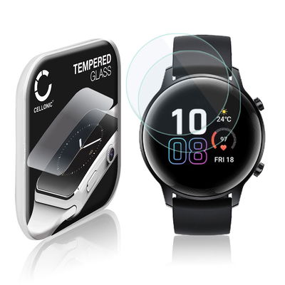 2x Protector de pantalla para smartwatch Honor Magic Watch 2 (42mm) de CELLONIC - Tempered Glass (Calidad HD / 2.5D / 0,33mm / 9H), Screen protector, Cristal templado