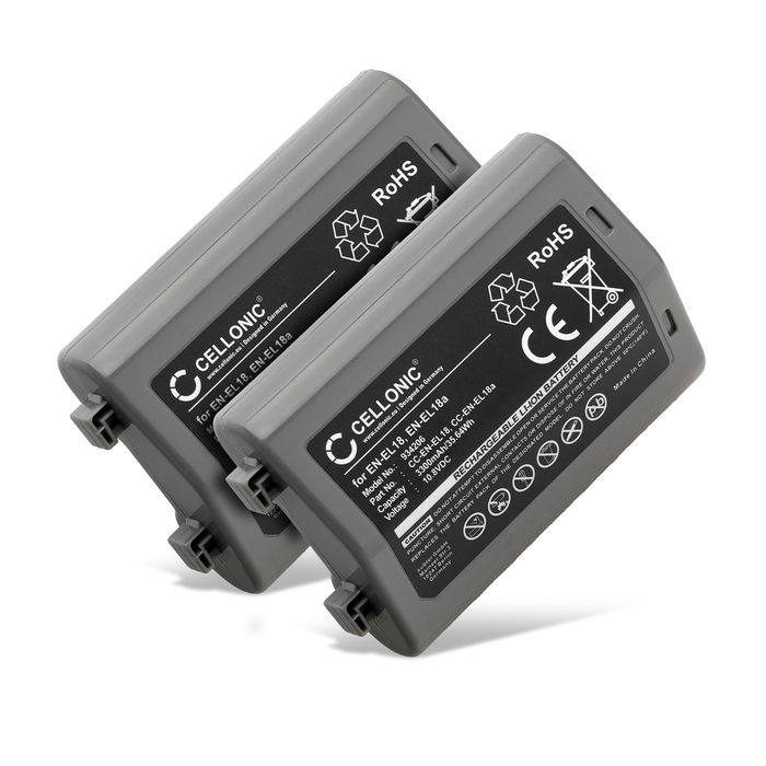 2x Batería para Nikon D850, D5, D800, D810, D4s, D4, D6, D800E, Z 9 3300mAh de CELLONIC