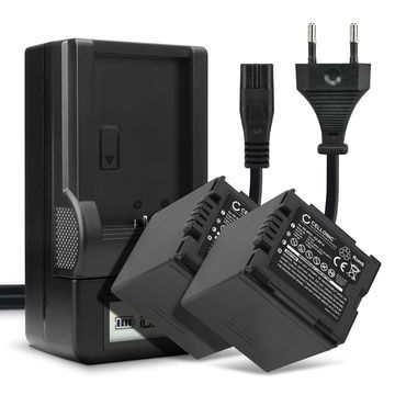 2x Bateria para cámaras Panasonic NV-GS27 -GS17 -GS400 -GS180 -GS75 -GS500 -GS320 -GS60 VDR-D150 -D100 -D160 SDR-H20 -H280 PV-GS39 -GS150 - CGR-DU14 CGR-DU12 CGA-DU12 2100mAh + Cargador rápido Baterías recargables