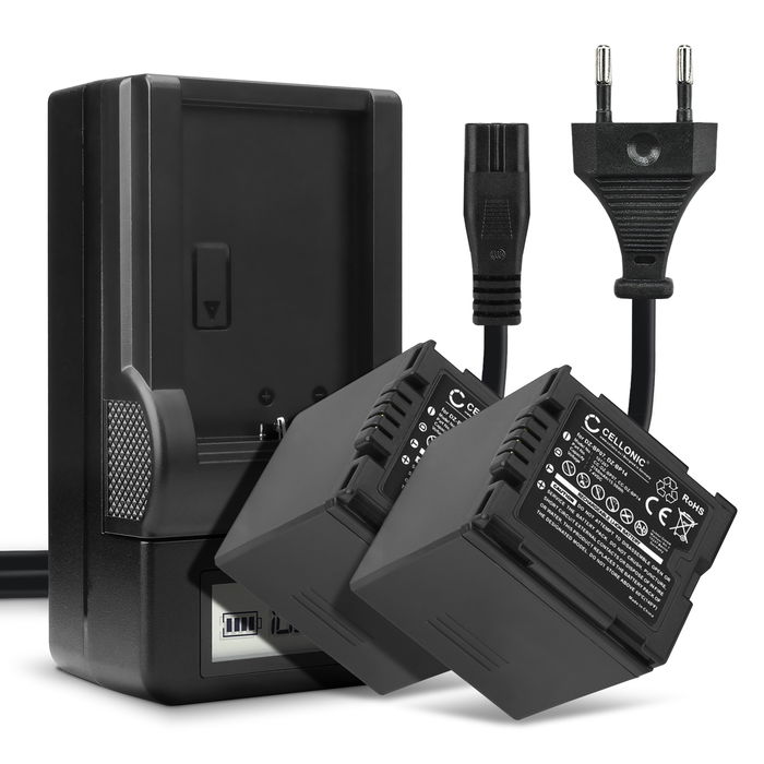 2x Bateria para cámaras Panasonic NV-GS27 -GS17 -GS400 -GS180 -GS75 -GS500 -GS320 -GS60 VDR-D150 -D100 -D160 SDR-H20 -H280 PV-GS39 -GS150 - CGR-DU14 CGR-DU12 CGA-DU12 2100mAh + Cargador rápido Baterías recargables