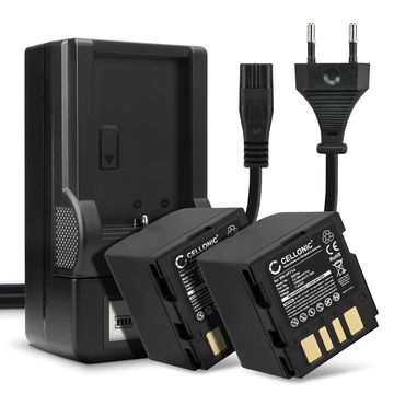 2x Bateria para cámaras JVC GZ-D240, GZ-D270, GZ-DF420, GR-D240, GR-D270, GR-D290, GR-DF420, GR-X5 - BN-VF714 1500mAh + Cargador rápido Baterías recargables