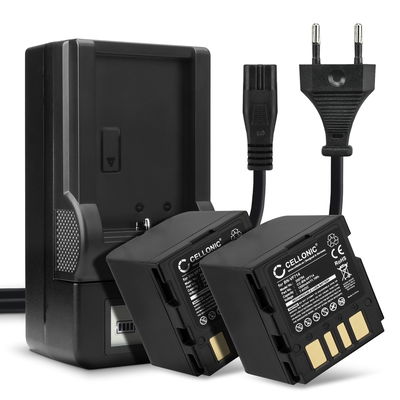 2x Bateria para cámaras JVC GZ-D240, GZ-D270, GZ-DF420, GR-D240, GR-D270, GR-D290, GR-DF420, GR-X5 - BN-VF714 1500mAh + Cargador rápido Baterías recargables