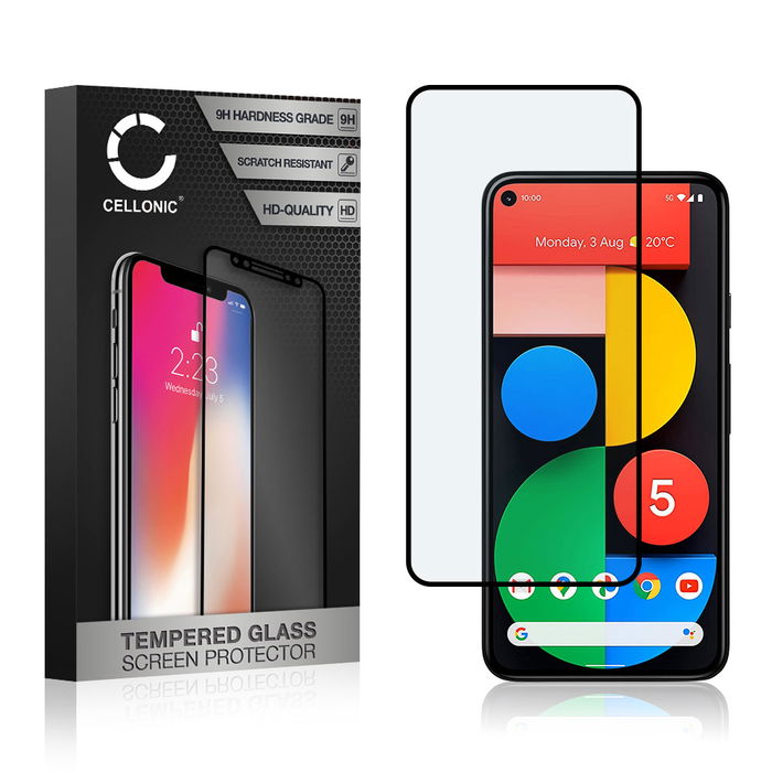 Protector pantalla móvil Google Pixel 5 autoadhesivo de CELLONIC - Screen protector, (Calidad HD / 3D Case-friendly / 0,33mm / 9H)