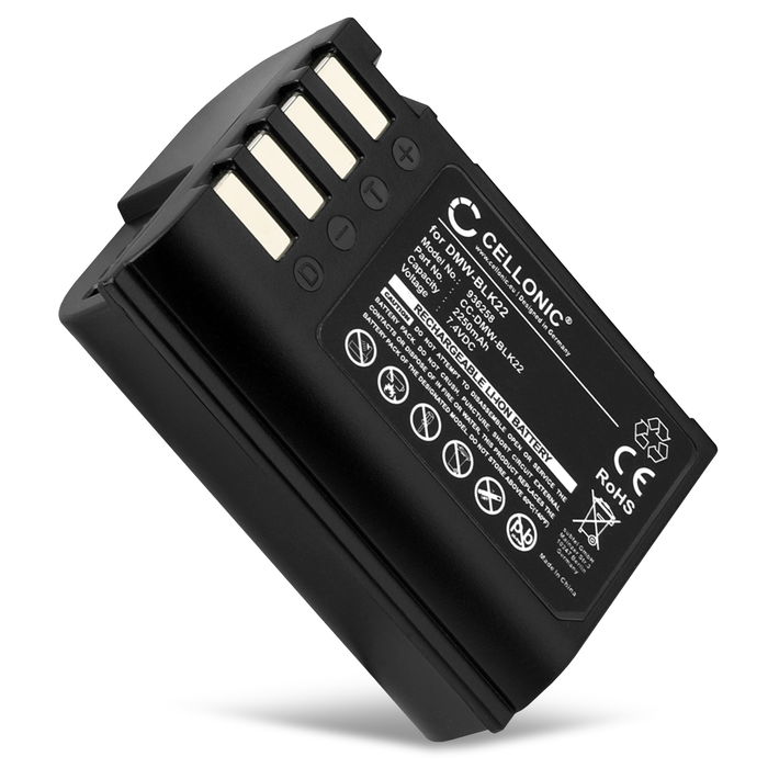 2x Batería para Panasonic Lumix DC-GH6, DMW-BLK22 de Cellonic®], 2250mAh, Ion de litio