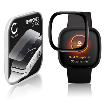 Protector de pantalla para smartwatch FitBit Versa 3 / Sense de CELLONIC - Tempered Glass (Calidad HD / 3D Full Cover / 0,30mm / 9H), Screen protector, Cristal templado