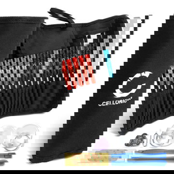 Juego de herramientas con 23 herramientas de precisión para cambio de pantalla y de batería y reparación de móviles, tablets, videoconsolas y notebooks + estuche de herramientas