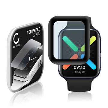 Protector de pantalla para smartwatch Oppo Watch - 46mm de CELLONIC - Tempered Glass (Calidad HD / 3D Full Cover / 0,33mm / 9H), Screen protector, Cristal templado