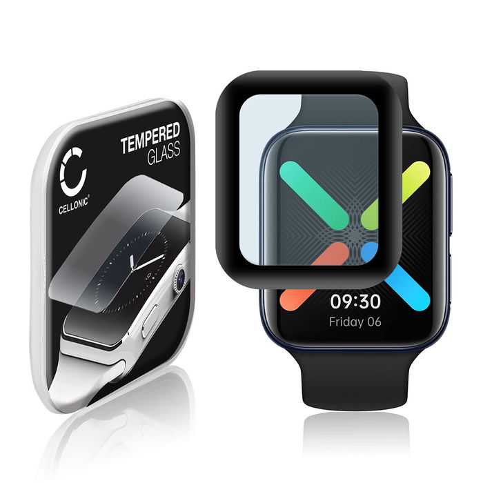 Protector de pantalla para smartwatch Oppo Watch - 46mm de CELLONIC - Tempered Glass (Calidad HD / 3D Full Cover / 0,33mm / 9H), Screen protector, Cristal templado