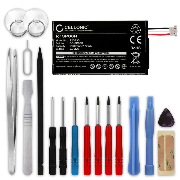 Bateria Sony SP86R 2100mAh - + Juego de herramientas 4-451-971-01,SP86R, Batería recargable para consolas / mandos Sony PS Vita 2007 / PCH-2007 / PSV2000