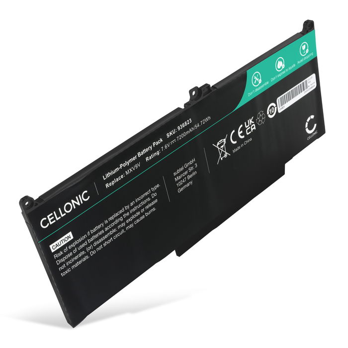 Dell MXV9V Batería 7200mAh 7.6V de subtel