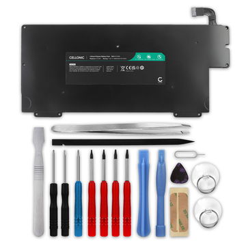 Batería Apple para ordenador portátil Apple MacBook Air 13 - A1237, A1304, A1245 4800mAh 7.4V + Juego de herramientas de CELLONIC