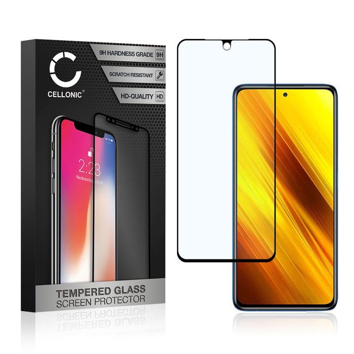 Screen Protector for POCO X3 NFC Phone Screen Cover - 3D Full Cover 0,33mm Full Glue 9H Tempered Glass Smartphone Display Screen Guard Black
