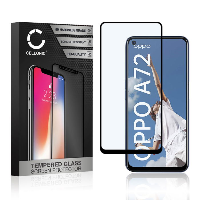 Protector pantalla móvil Oppo A72 autoadhesivo de CELLONIC - Screen protector, (Calidad HD / 3D Full Cover / 0,33mm / 9H)
