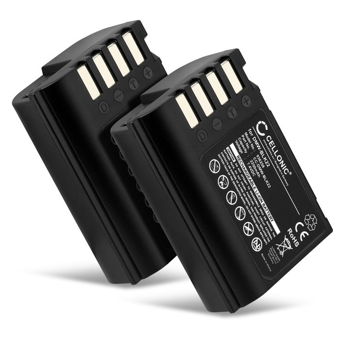 2x Panasonic DMW-BLK22 Batería 2250mAh 7.4V de CELLONIC