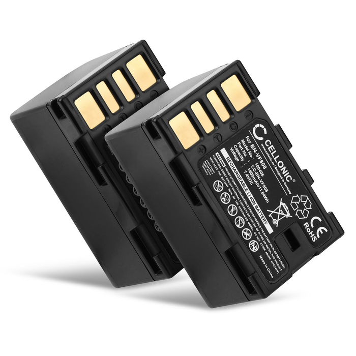 2x Batería para JVC GZ-MG130, BN-VF808 BN-VF815 BN-VF823 BN-VF915 de Cellonic®], 1500mAh, Ion de litio