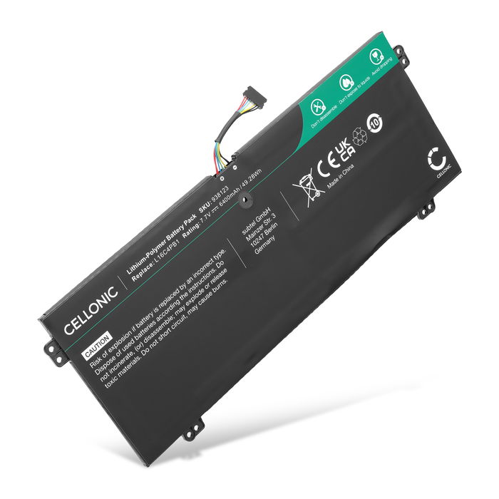Batería para Lenovo L16M4PB1, 5B10M52211, L16C4PB1 de subtel®], 6400mAh, Litio Polímero