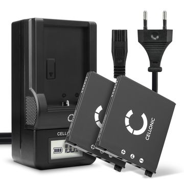 2x Bateria para cámaras Casio Exilim EX-S10, -S12, EX-Z80, -Z85, EX-Z90, EX-FS10, EX-Z19, EX-Z20 - NP-60 720mAh + Cargador rápido BC-60L Baterías recargables