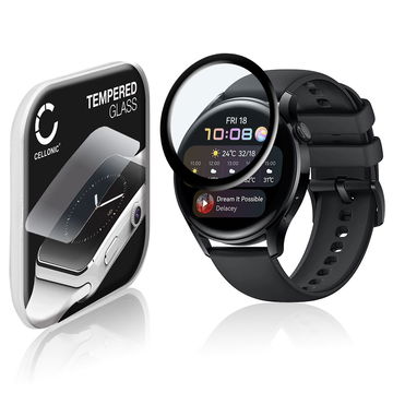 CELLONIC Screen Protector for Huawei Watch 3 - 46mm Fitness Tracker Smart Watch Face Protector - 3D Full Cover 0,33mm Full Glue 9H Tempered Glass Display Cover Crystal Clear