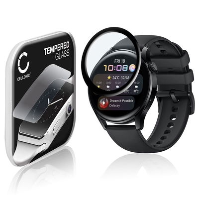 Protector de pantalla para smartwatch Huawei Watch 3 - 46mm de CELLONIC - Tempered Glass (Calidad HD / 3D Full Cover / 0,33mm / 9H), Screen protector, Cristal templado
