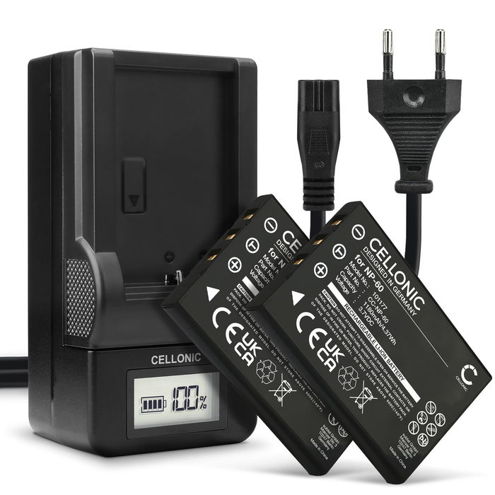 2x Batería para cámaras Rollei Movieline SD55, SD5, P3, P5, P6, DV5, dk3000, Prego dp6000, dp5300 1180mAh 3.6V - 3.7V + Cargador de CELLONIC